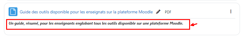 Afficher la description sur la page de cours vous devez cauchez la case